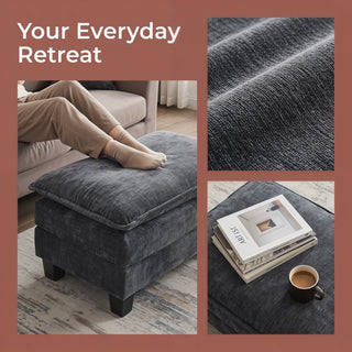 AMADA 111.5“ U Shaped Modular Chenille Sectional-Sofa Ottoman