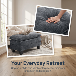 AMADA 111.5“ U Shaped Modular Chenille Sectional-Sofa Ottoman