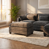 AMADA 111.5“ Modular Chenille Sectional Sofa Ottoman-Grey