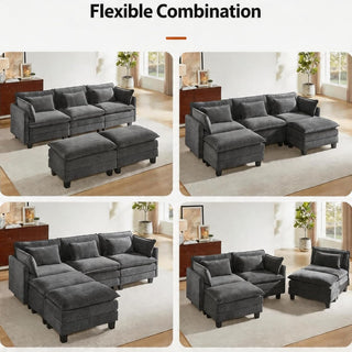 AMADA 111.5“ U Shaped Modular Chenille Sectional Sofa