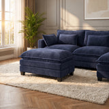 AMADA 111.5“ Modular Chenille Sectional Sofa Ottoman-Blue