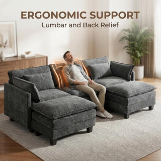 AMADA 111.5“ U Shaped Modular Chenille Sectional Sofa