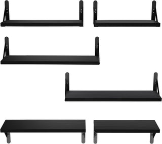 AMADA HOMEFURNISHING Wall Shelves Set of 6 (Black)