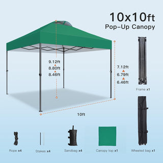 AMADA HOMEFURNISHING 10x10ft 1-Person Setup Pop Up Canopy Tent