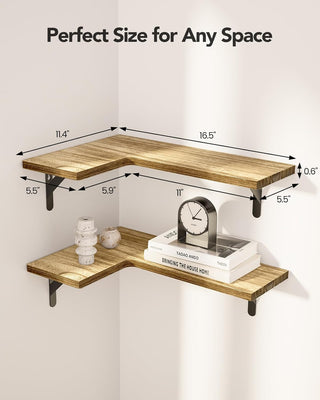 Amada Homefurnishing Corner Floating Shelves, Set of 4 Corner Shelves Wall Mounted, Shelves for Wall Decor, Corner Wood Shelves for Home Decor, Office, Bedroom, Bathroom, Laundry Room, Kitchen