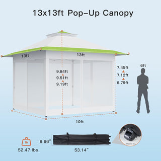 AMADA HOMEFURNISHING 13x13 Pop Up Gazebo - Outdoor Canopy Tent with Mosquito Netting