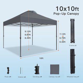 AMADA HOMEFURNISHING 10x10ft 1-Person Setup Pop Up Canopy Tent