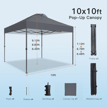 Load image into Gallery viewer, AMADA HOMEFURNISHING 10x10ft 1-Person Setup Pop Up Canopy Tent
