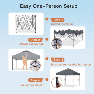 AMADA HOMEFURNISHING 10x10ft 1-Person Setup Pop Up Canopy Tent
