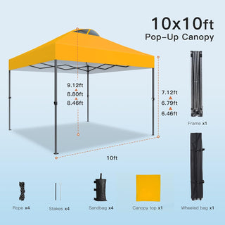 AMADA HOMEFURNISHING 10x10ft 1-Person Setup Pop Up Canopy Tent