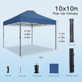 AMADA HOMEFURNISHING 10x10ft 1-Person Setup Pop Up Canopy Tent