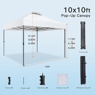 AMADA HOMEFURNISHING 10x10ft 1-Person Setup Pop Up Canopy Tent