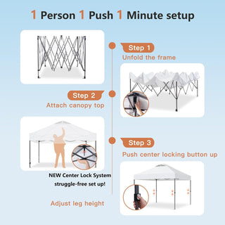 AMADA HOMEFURNISHING 10x10ft 1-Person Setup Pop Up Canopy Tent