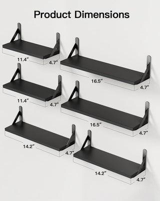 AMADA HOMEFURNISHING Wall Shelves Set of 6 (Black)