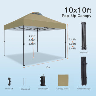AMADA HOMEFURNISHING 10x10ft 1-Person Setup Pop Up Canopy Tent