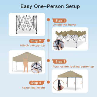 AMADA HOMEFURNISHING 10x10ft 1-Person Setup Pop Up Canopy Tent