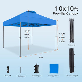 AMADA HOMEFURNISHING 10x10ft 1-Person Setup Pop Up Canopy Tent