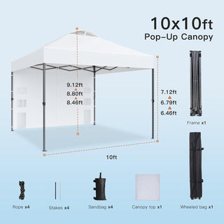 AMADA HOMEFURNISHING 10x10 Pop Up Canopy with Sidewalls