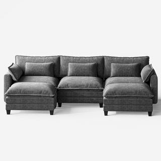 AMADA 111.5“ U Shaped Modular Chenille Sectional-Sofa Ottoman