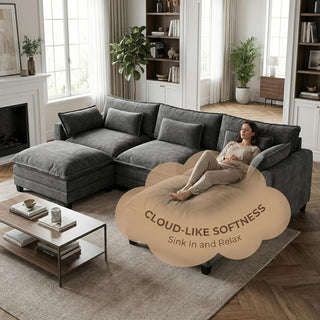 AMADA 111.5“ U Shaped Modular Chenille Sectional Sofa