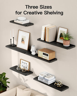 AMADA HOMEFURNISHING Wall Shelves Set of 6 (Black)