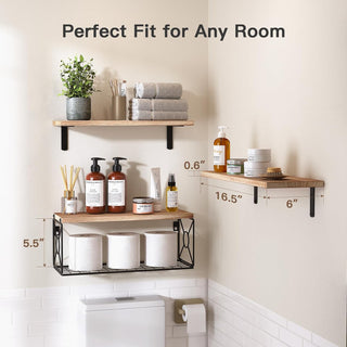 AMADA HOMEFURNISHING Bathroom Shelves with Storage Basket