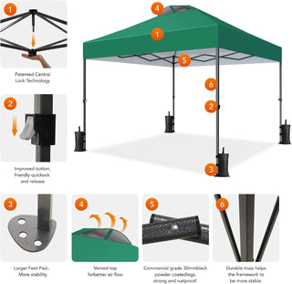 AMADA HOMEFURNISHING 10x10ft 1-Person Setup Pop Up Canopy Tent