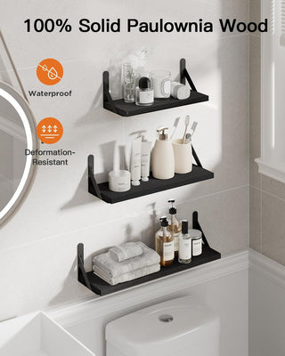 AMADA HOMEFURNISHING Wall Shelves Set of 6 (Black)