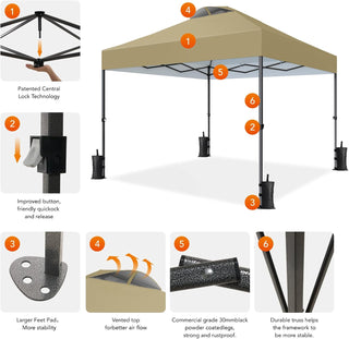 AMADA HOMEFURNISHING 10x10ft 1-Person Setup Pop Up Canopy Tent