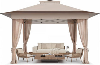 AMADA HOMEFURNISHING 13x13 Pop Up Gazebo - Outdoor Canopy Tent with Mosquito Netting