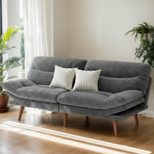 Load image into Gallery viewer, AMADA HOMEFURNISHING Futon Sofa Bed, 3-in-1 Futon Couch with Adjustable Backrest &amp; Armrests, Corduroy Convertible Sleeper Sofa Bed, Folding Sleeper Recliner with Removable Cushion for Apartment, Living Room, Office (66in, Grey)
