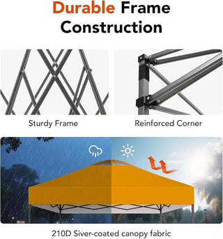 AMADA HOMEFURNISHING 10x10ft 1-Person Setup Pop Up Canopy Tent