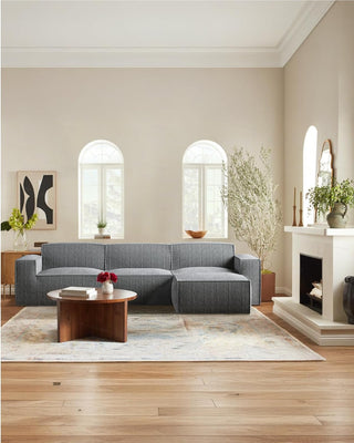 AMADA HOMEFURNISHING 111” Modular Sectional Sofa Couches L-Shape Couch 3 Seat Modular Sofa Memory Foam Sectional Couches for Living Room, Cloud Couch with Movable Ottoman(3-Seater&1 Ottoman,Grey)