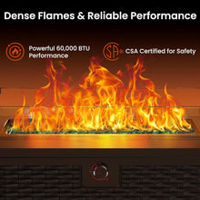 Load image into Gallery viewer, AMADA HOMEFURNISHING 43 Inch Propane Fire Pit Table, 60,000 BTU Gas Fire Pit with Premium Glass Rocks, Wind Guard Glass Shield, Waterproof Cover, Cup Holders, Fire Table for Patio and Garden
