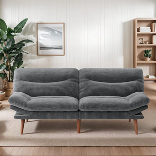 AMADA HOMEFURNISHING Futon Sofa Bed, 3-in-1 Futon Couch with Adjustable Backrest & Armrests, Corduroy Convertible Sleeper Sofa Bed, Folding Sleeper Recliner with Removable Cushion for Apartment, Living Room, Office (66in, Grey)