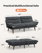 Load image into Gallery viewer, AMADA HOMEFURNISHING Futon Sofa Bed, 3-in-1 Futon Couch with Adjustable Backrest &amp; Armrests, Corduroy Convertible Sleeper Sofa Bed, Folding Sleeper Recliner with Removable Cushion for Apartment, Living Room, Office (66in, Grey)
