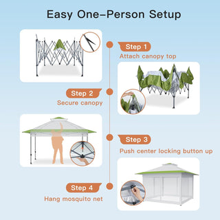 AMADA HOMEFURNISHING 13x13 Pop Up Gazebo - Outdoor Canopy Tent with Mosquito Netting