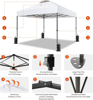 AMADA HOMEFURNISHING 10x10 Pop Up Canopy with Sidewalls