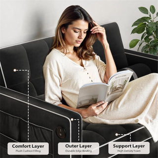 Amada Sleeper Sofa Bed, Convertible Pull Out Couch