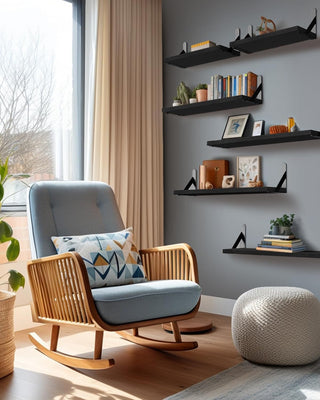 AMADA HOMEFURNISHING Wall Shelves Set of 6 (Black)