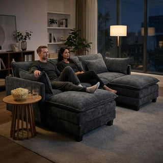 AMADA 111.5“ U Shaped Modular Chenille Sectional Sofa
