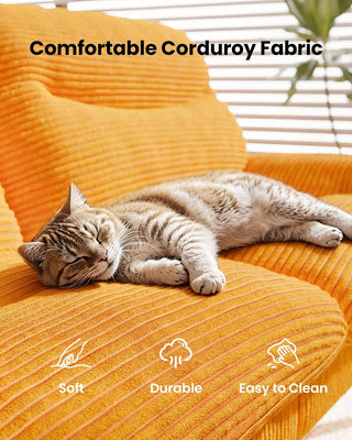 66″Futon Sofa Bed,3-in-1 Futon Couch w/Adjustable Backrest & Armrests, Convertible Sleeper Sofa Bed, Small Folding Sleeper Recliner w/Removable Cushion for Apartment, Living Room,Office (66in,Yellow)