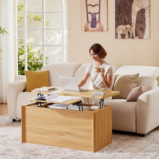 AMADA HOMEFURNISHING Lift Top Coffee Table with Storage for Living Room