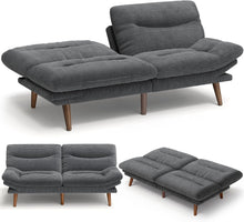 Load image into Gallery viewer, AMADA HOMEFURNISHING Futon Sofa Bed, 3-in-1 Futon Couch with Adjustable Backrest &amp; Armrests, Corduroy Convertible Sleeper Sofa Bed, Folding Sleeper Recliner with Removable Cushion for Apartment, Living Room, Office (66in, Grey)
