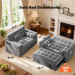 Amada Sleeper Sofa Bed, Convertible Pull Out Couch