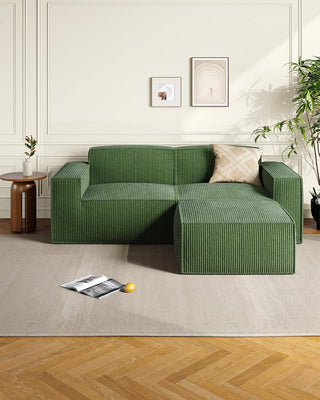 Amada Homefurnishing 80" L Shaped Sofa Modular (2-Seater & 1 Ottoman, Green)