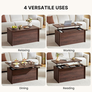 AMADA HOMEFURNISHING Lift Top Coffee Table with Storage, Walnut