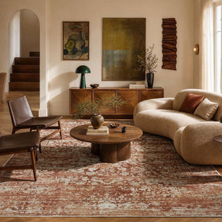 Amada 9x12 Washable Area Rug for Living Room, Beige, Vintage & Abstract