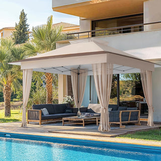 AMADA HOMEFURNISHING 13x13 Pop Up Gazebo - Outdoor Canopy Tent with Mosquito Netting