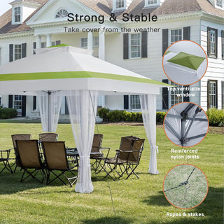 AMADA HOMEFURNISHING 13x13 Pop Up Gazebo - Outdoor Canopy Tent with Mosquito Netting